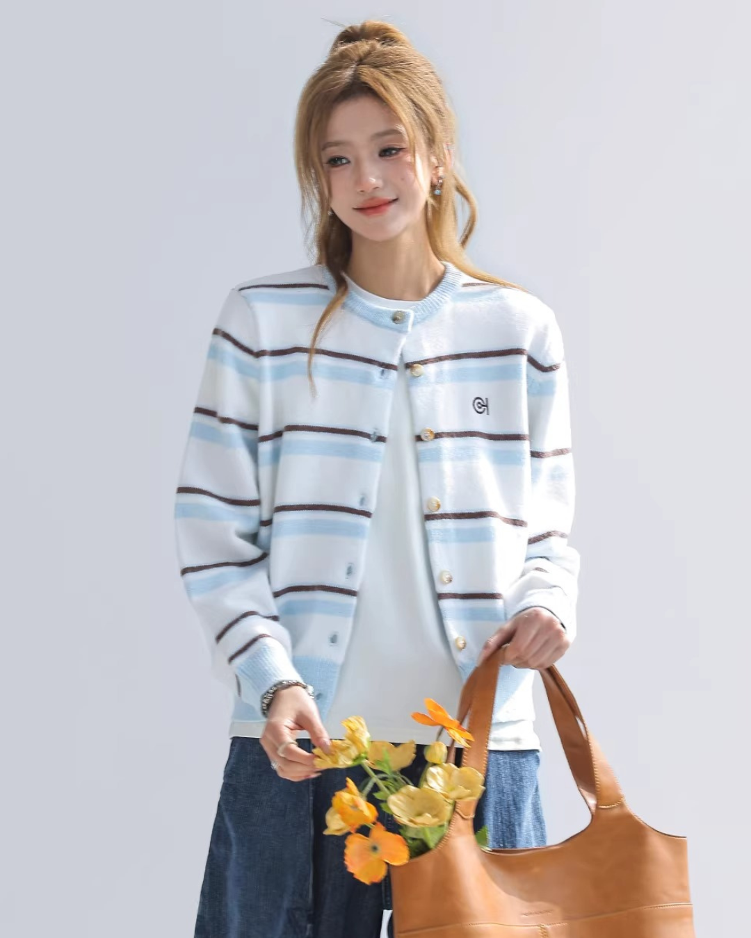 French Chic Striped Button-Up