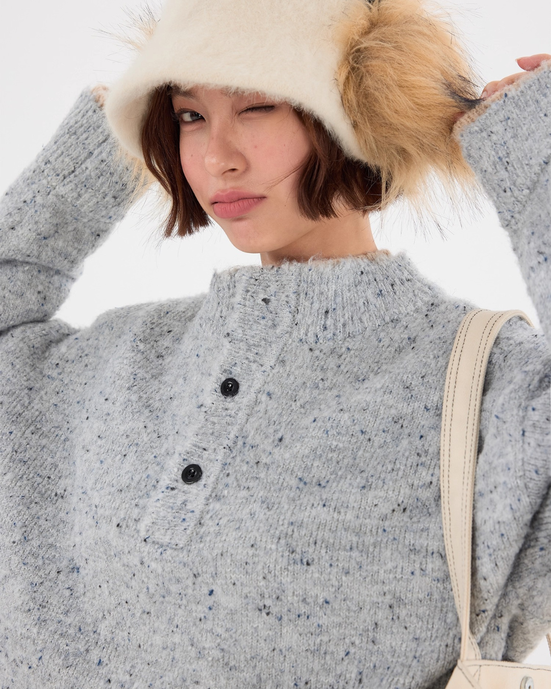 Speckled Henley Knit