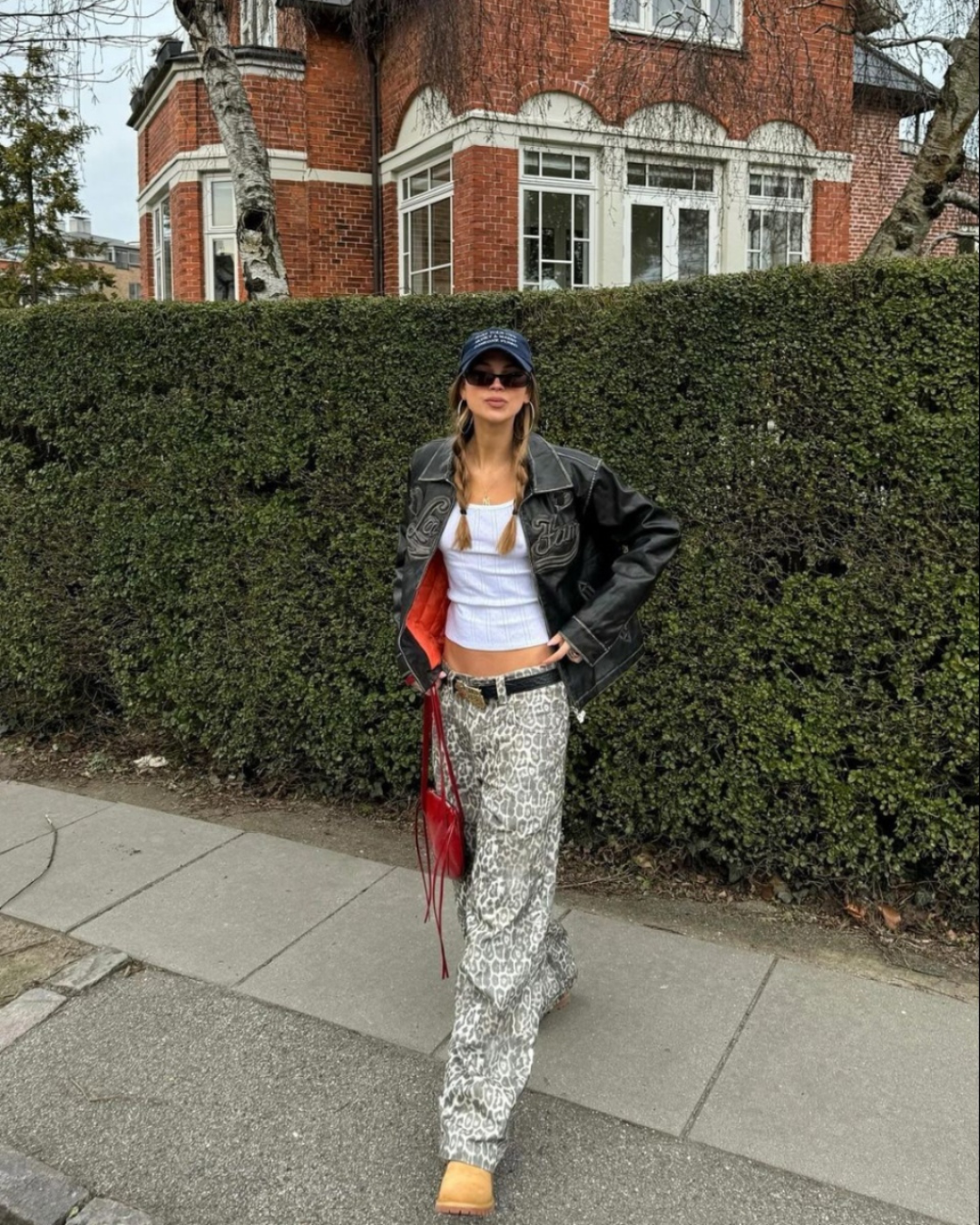 Wide-Fit Leopard Jeans