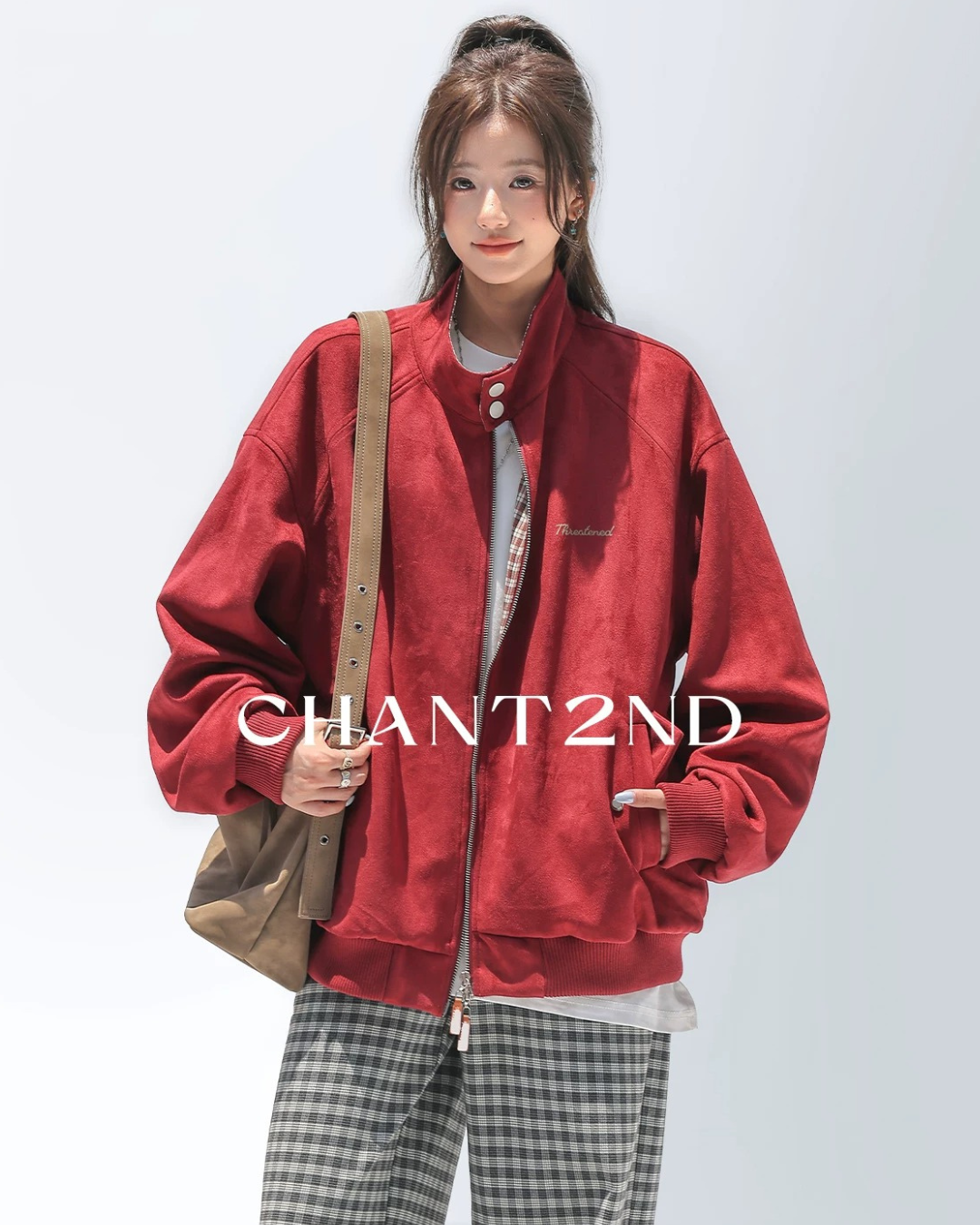 Tone Contrast Collar Track Jacket