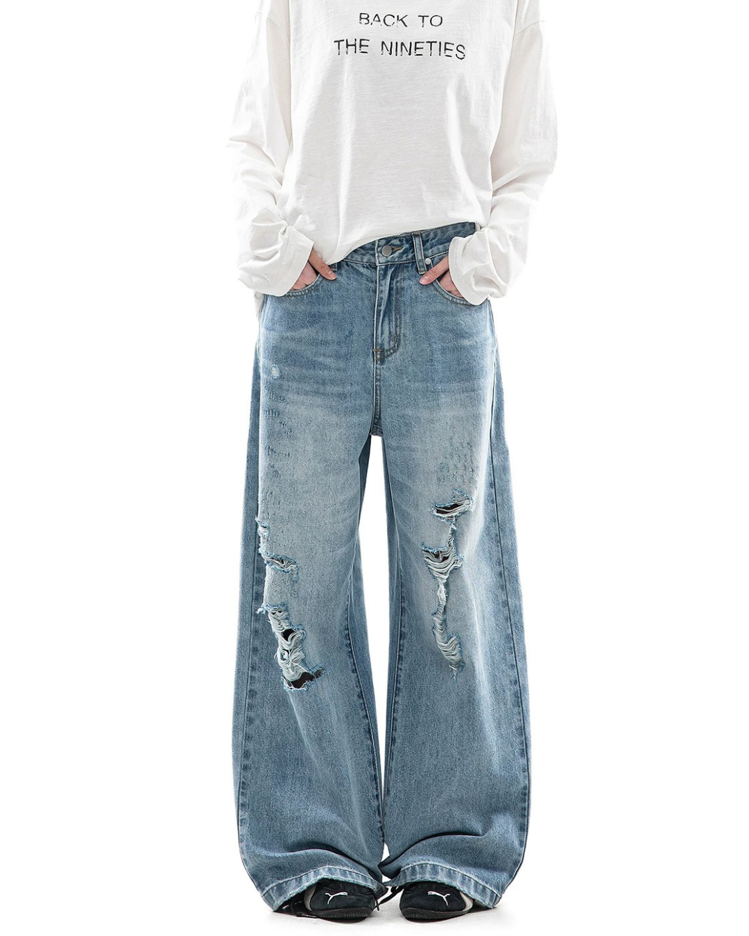 Ripped Knee Loose Fit Denim