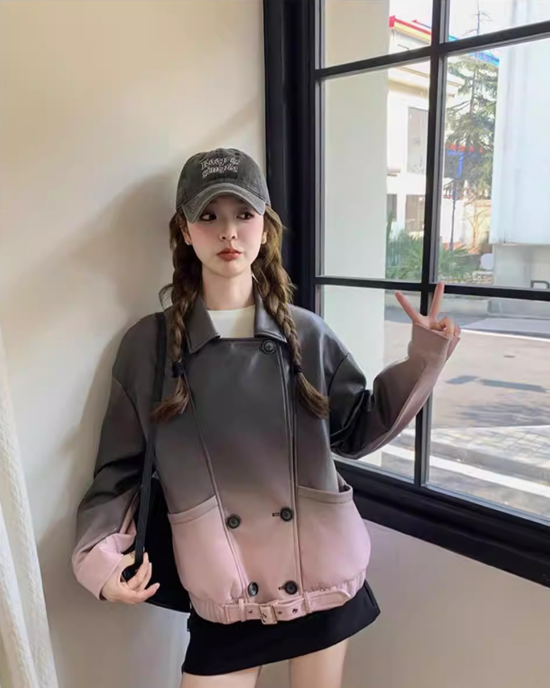 Gradient Vegan Leather Light Jacket