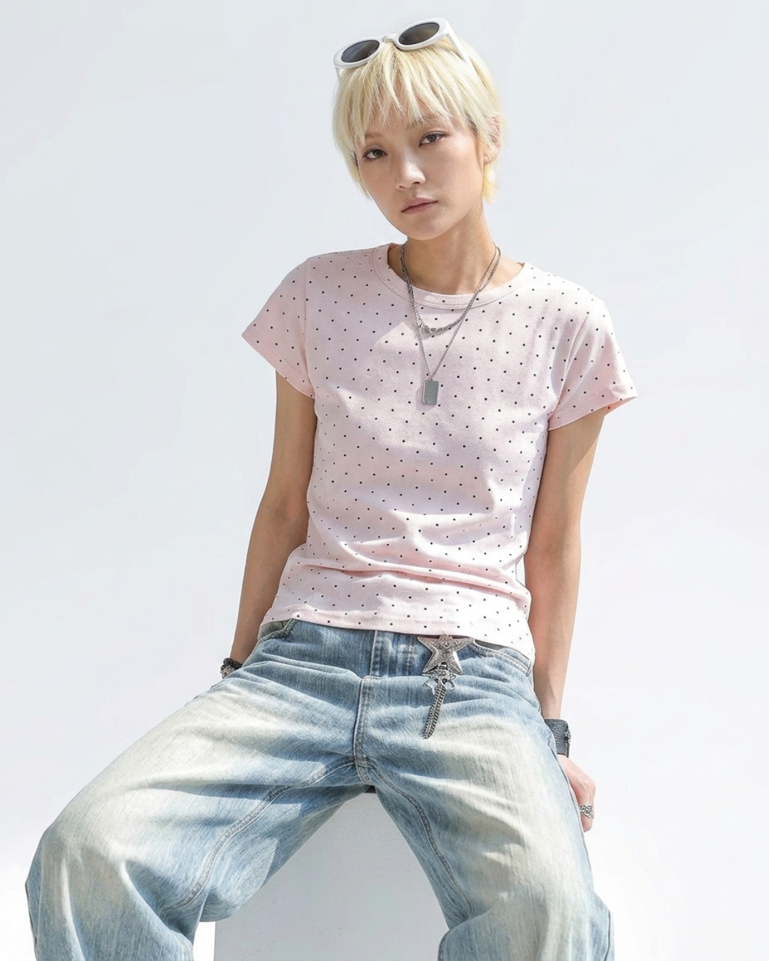 Polka Dot Fitted Short Sleeve Tee