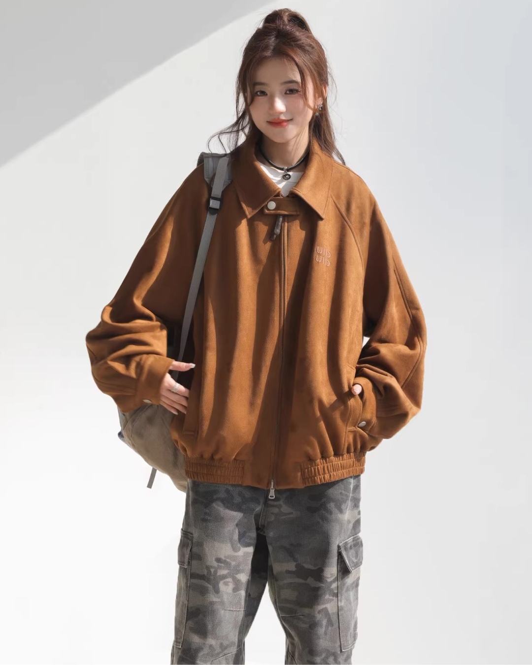 Vintage Suede Touch Bomber Jacket