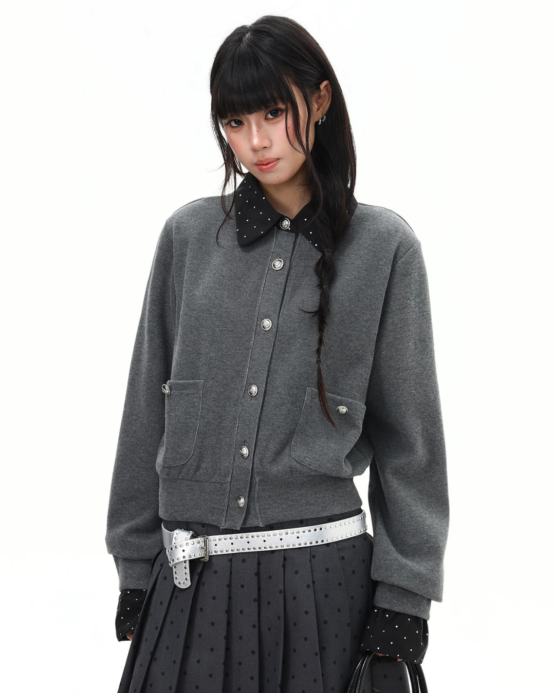 Studded Collar Cardigan