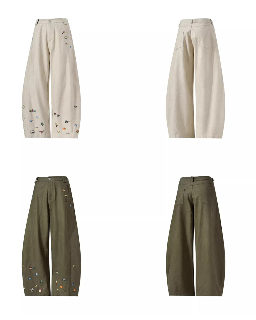 Playful Embroidered Wide Pants