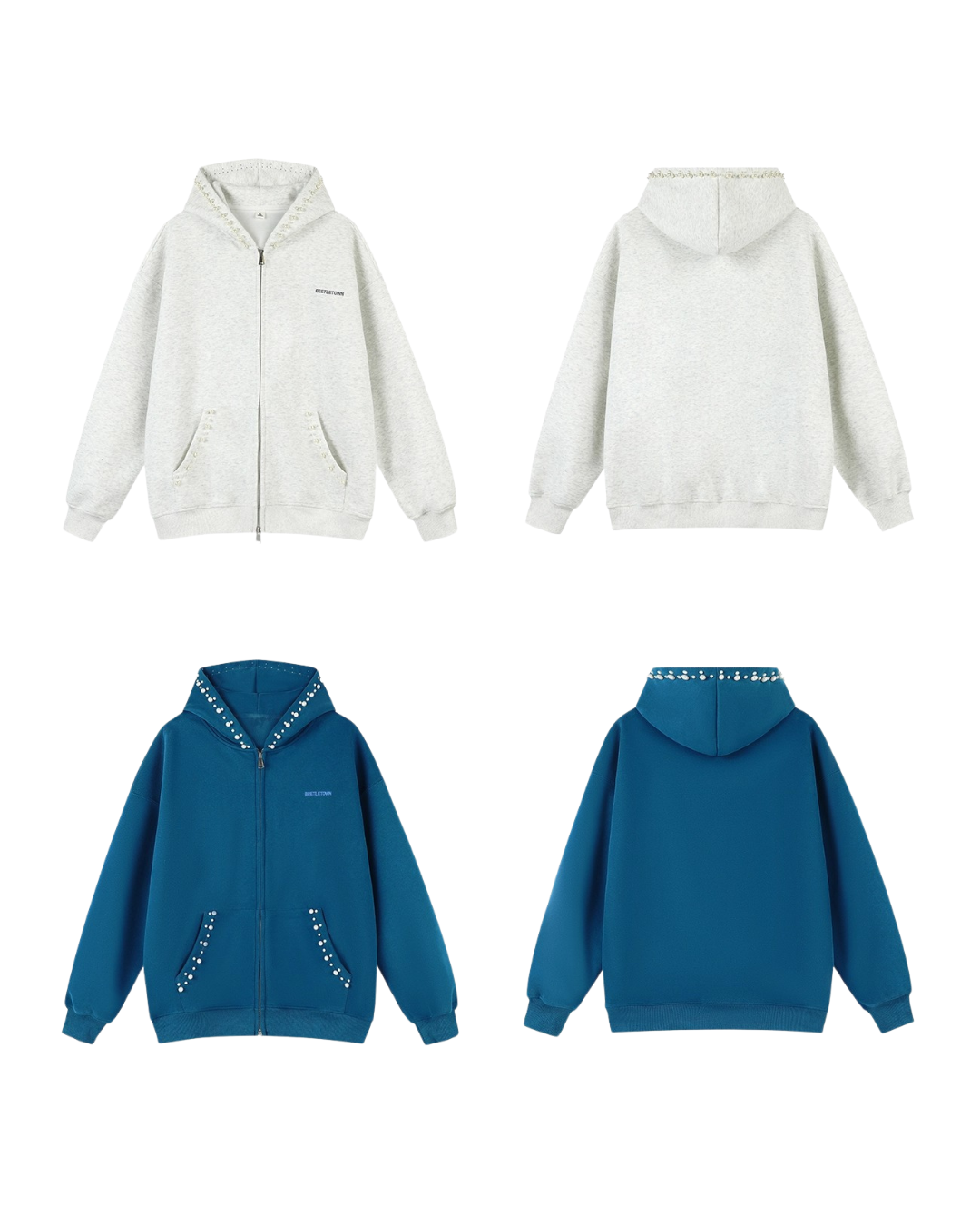 Pearl Trim Zip Hoodie