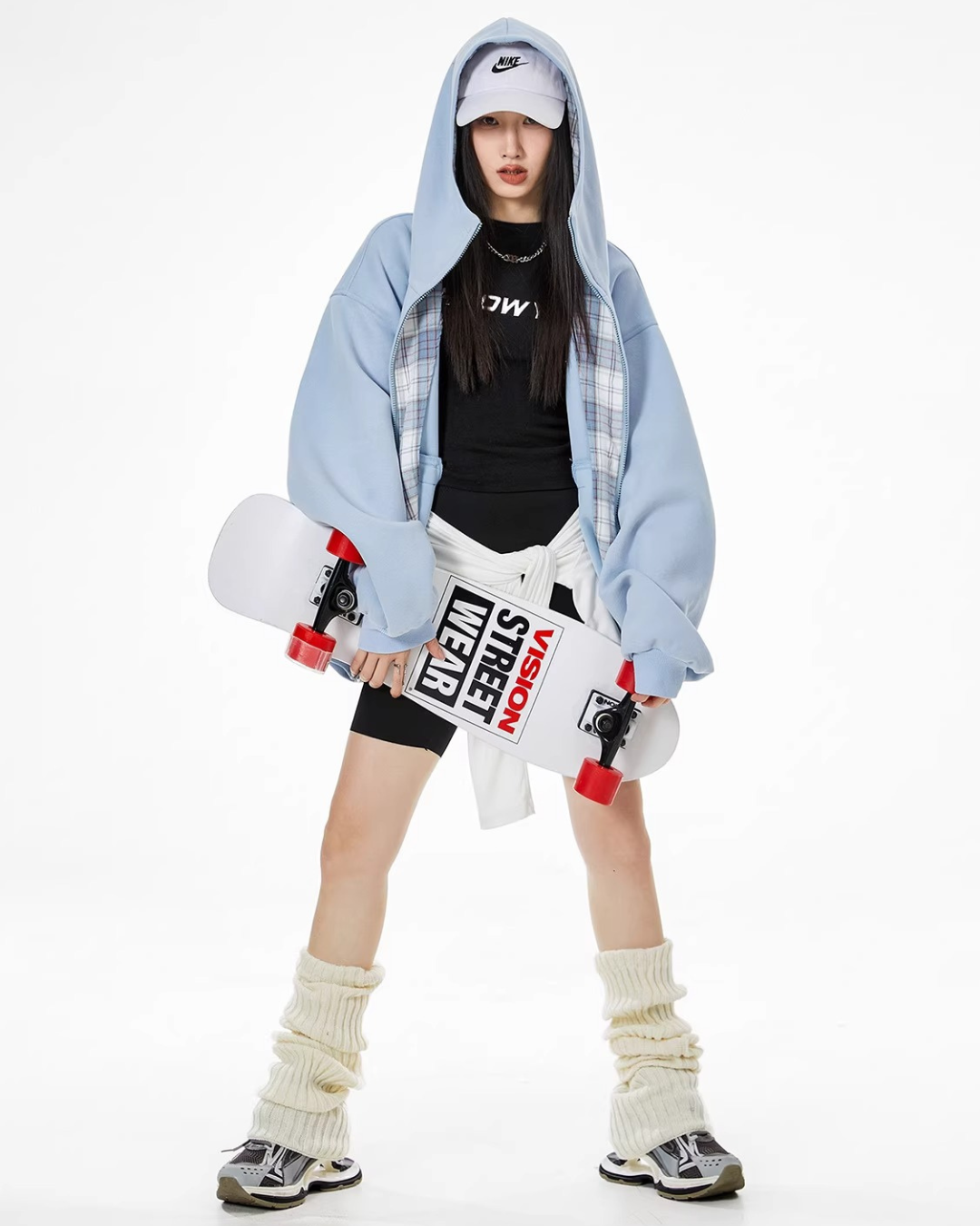 Check Inner Oversized Hoodie