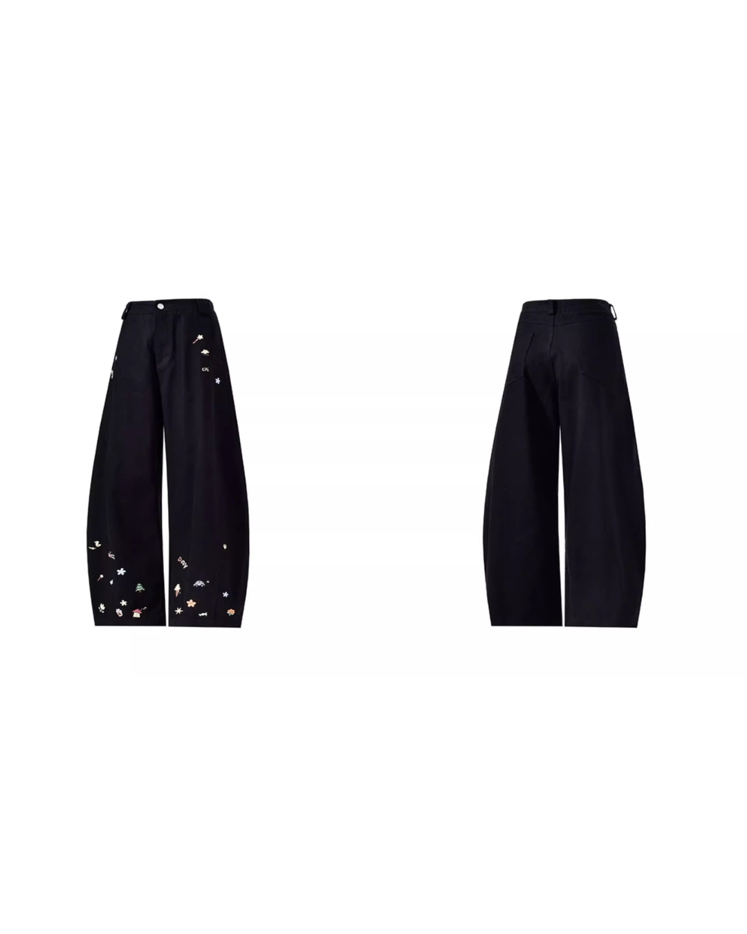 Playful Embroidered Wide Pants