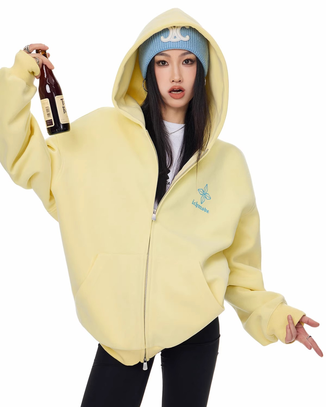 Bold Lettering Zip Hoodie