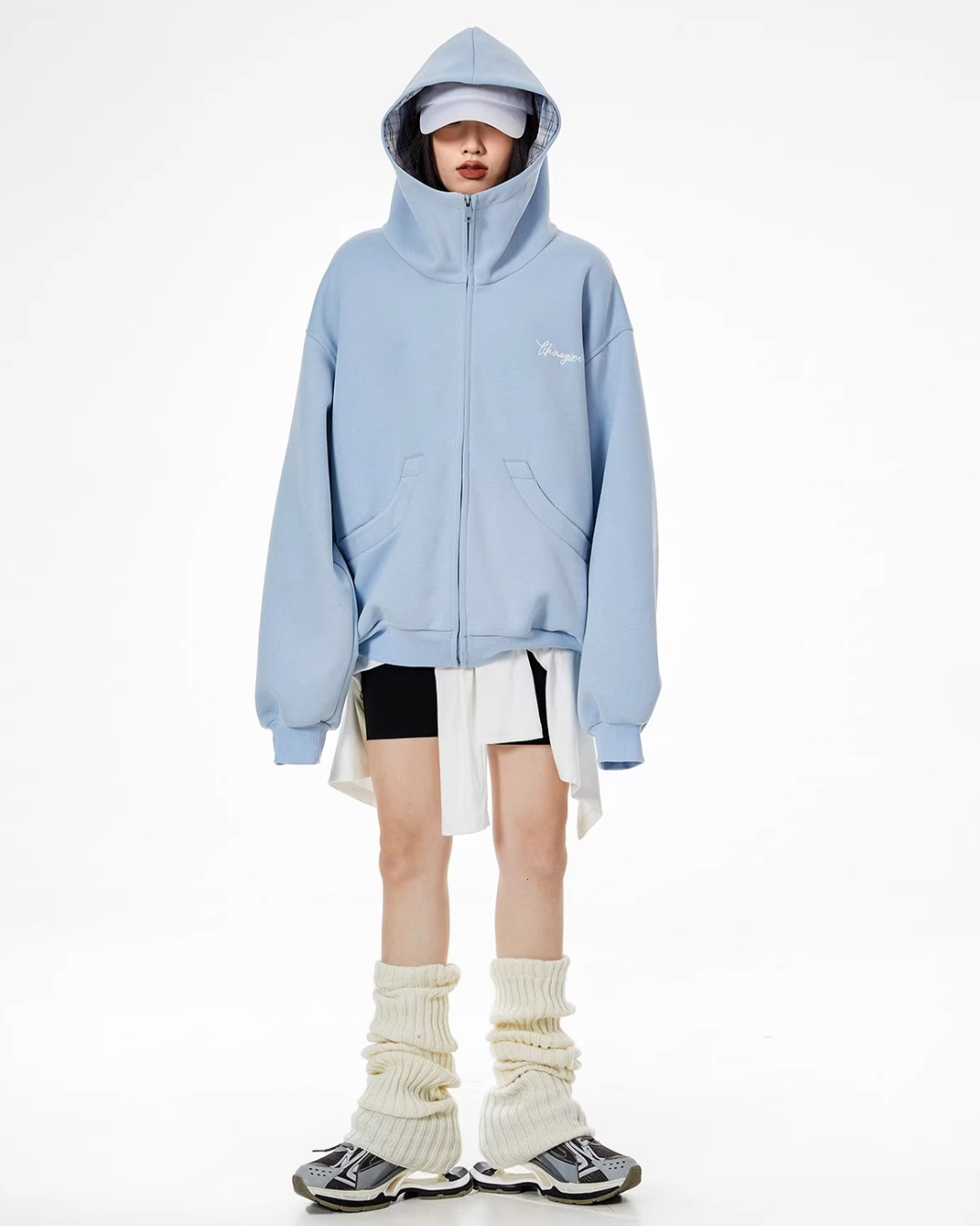 Check Inner Oversized Hoodie