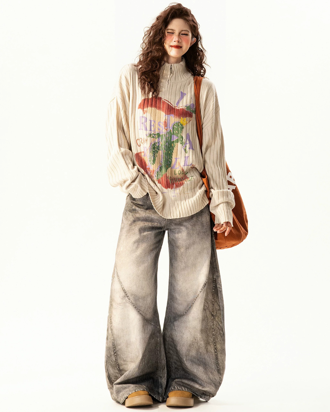 Apple Graphic Zip Knit