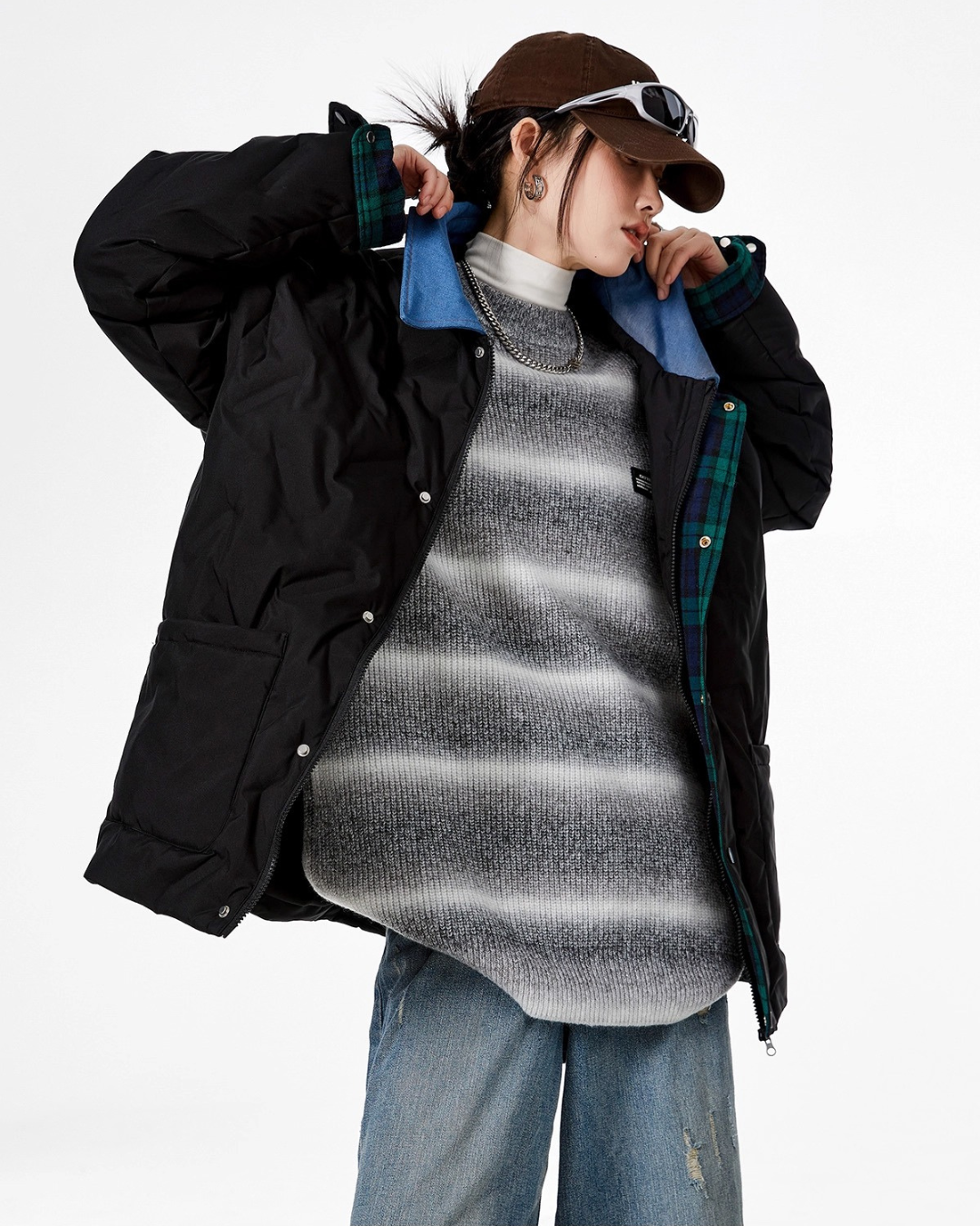 Contrast Collar Padded Jacket