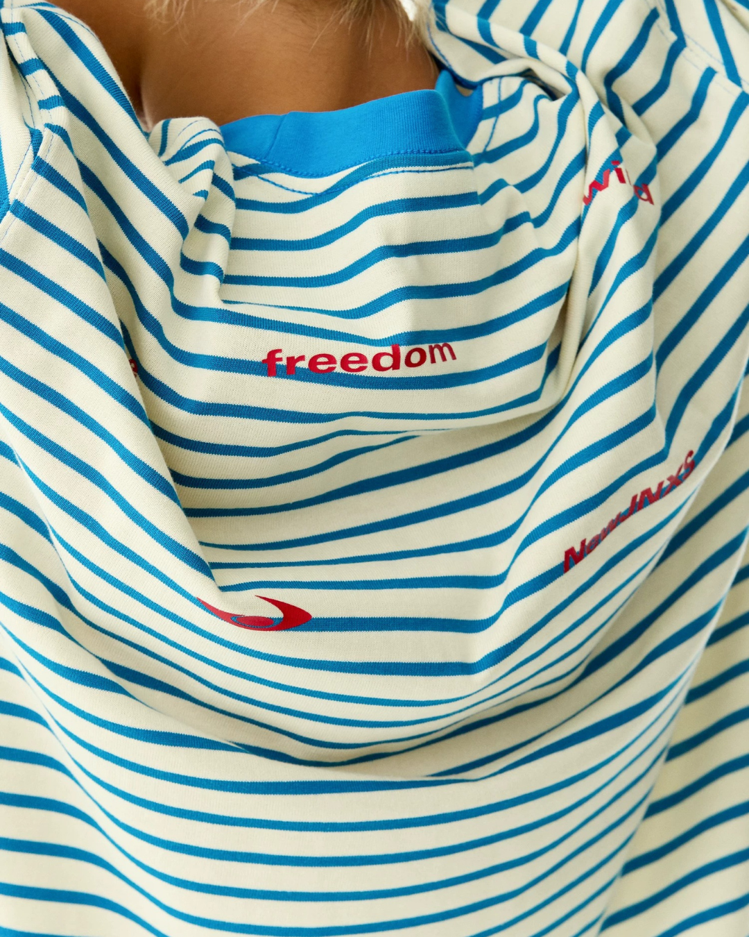 Nautical Stripe Drop Shoulder Printed Tee