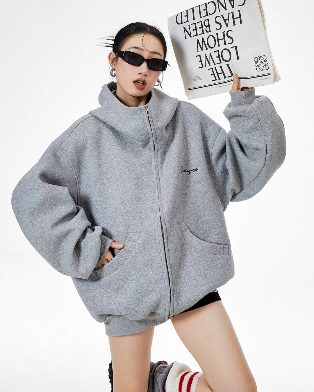 Check Inner Oversized Hoodie