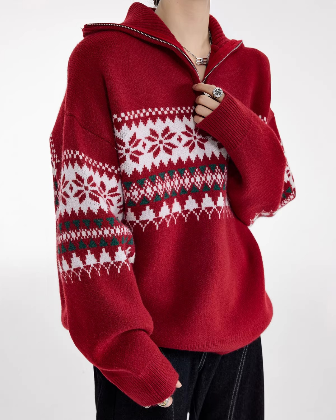 Nordic Snowflake Half-Zip Sweater