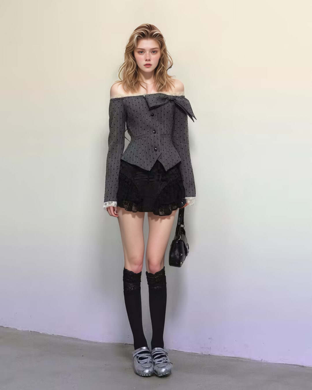 Off-shoulder Lace Jacket Top