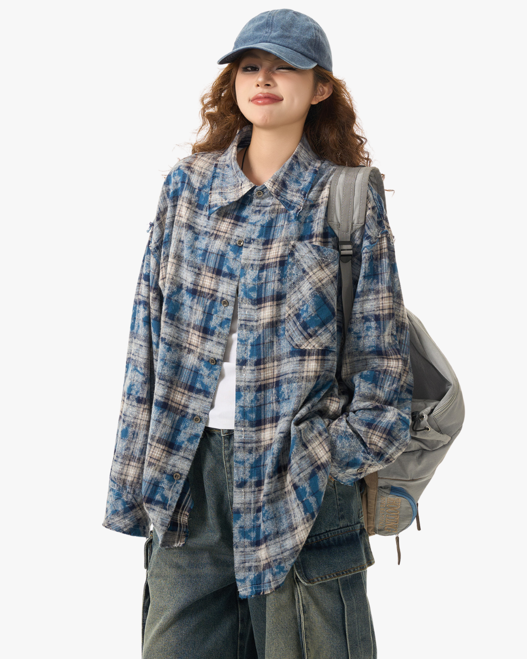 Bleached Plaid Flannel Shirt