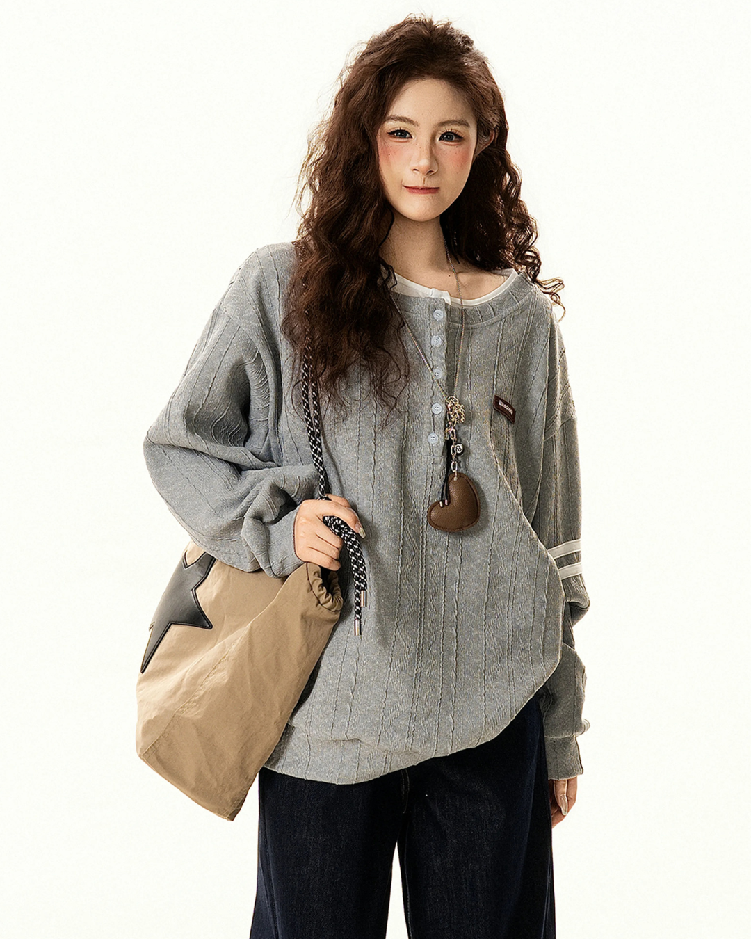 Cable Layered Sweatshirt