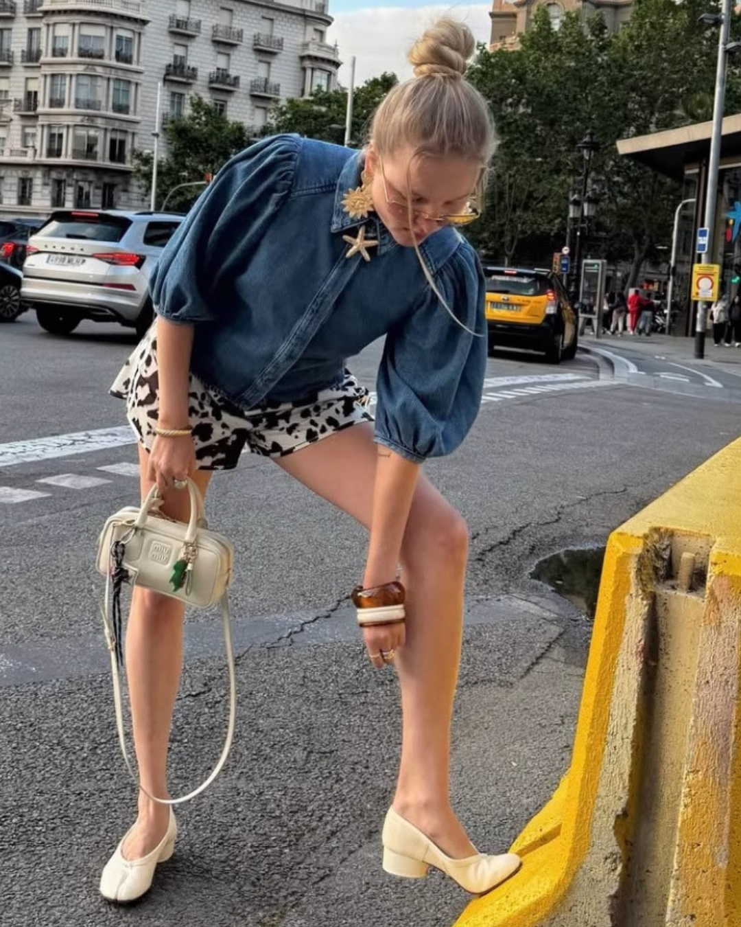 Puff Sleeve Denim Blouse