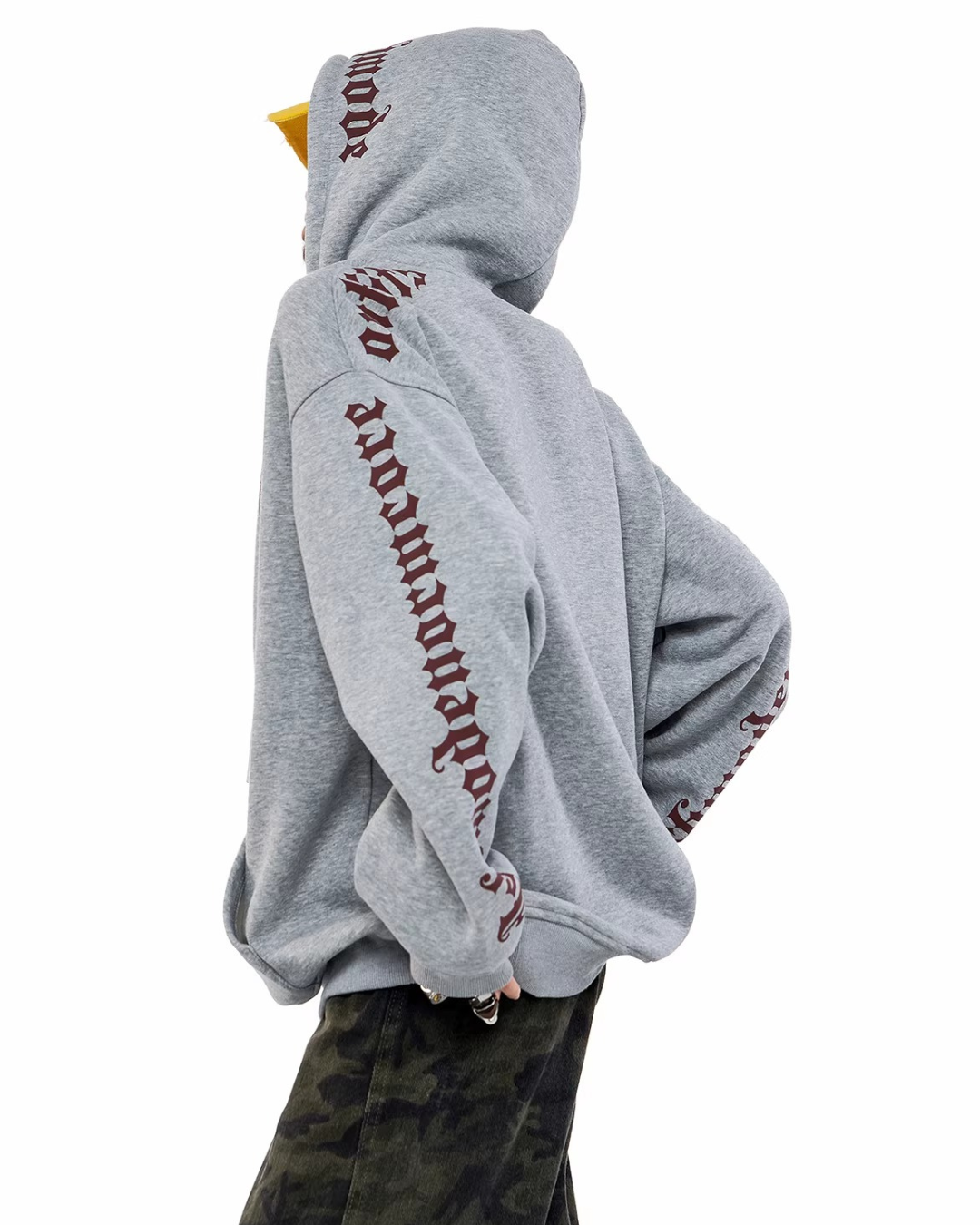 Sleeve Script Graphic Oversized Hoodie