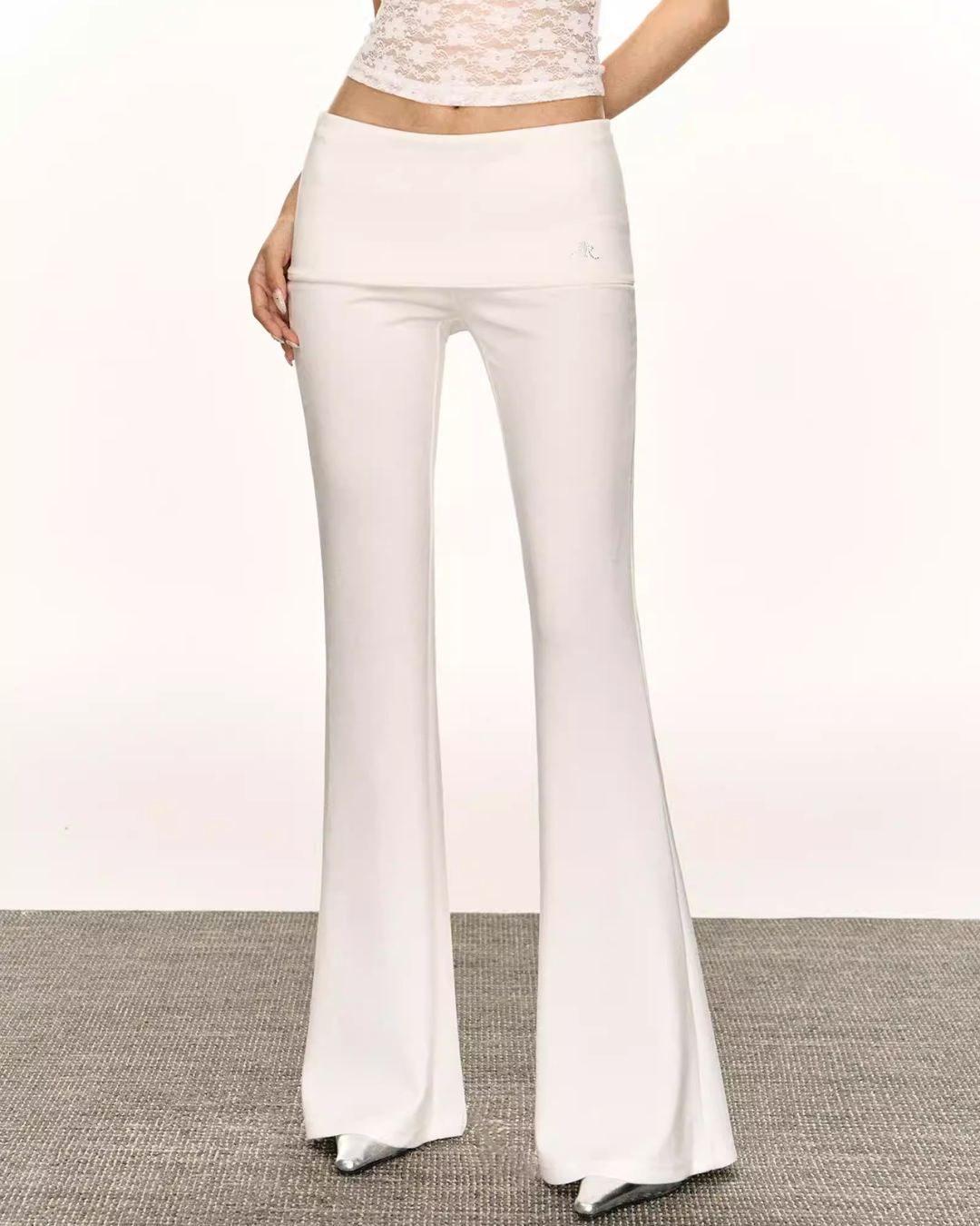 Fold-over Waist Flare Pants