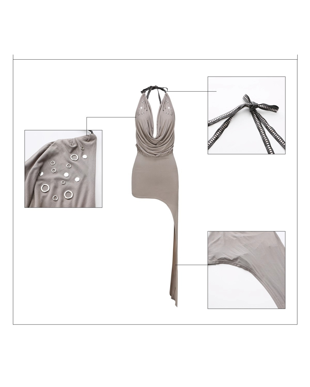 Eyelet Detail Drape Dress