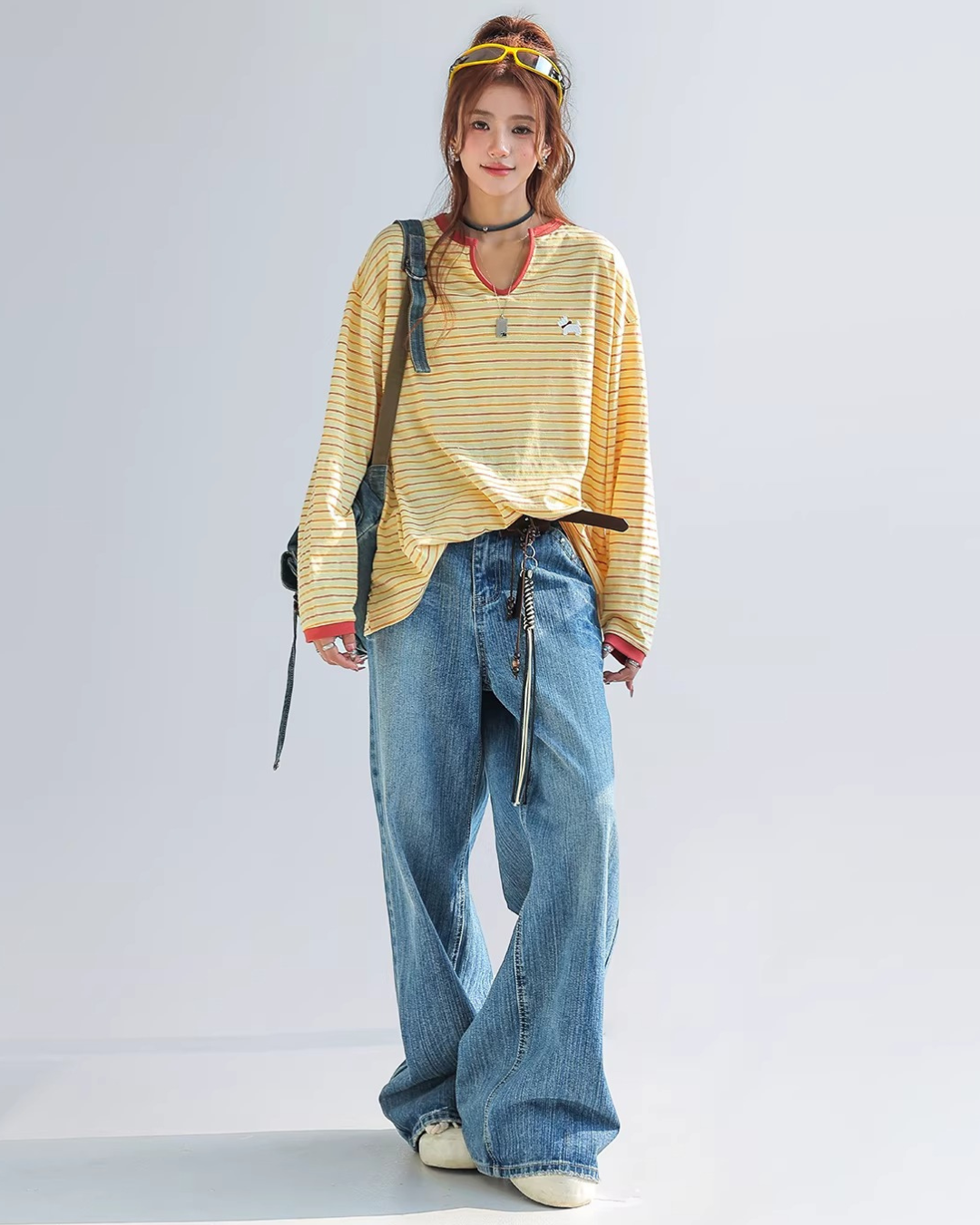 Retro Border Slit Pullover