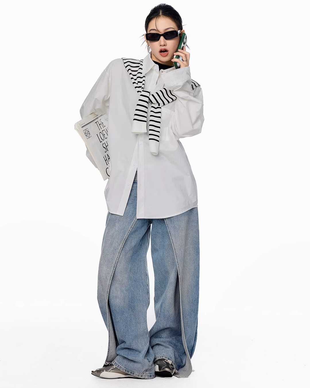 Scarf Set Oversized Shirt