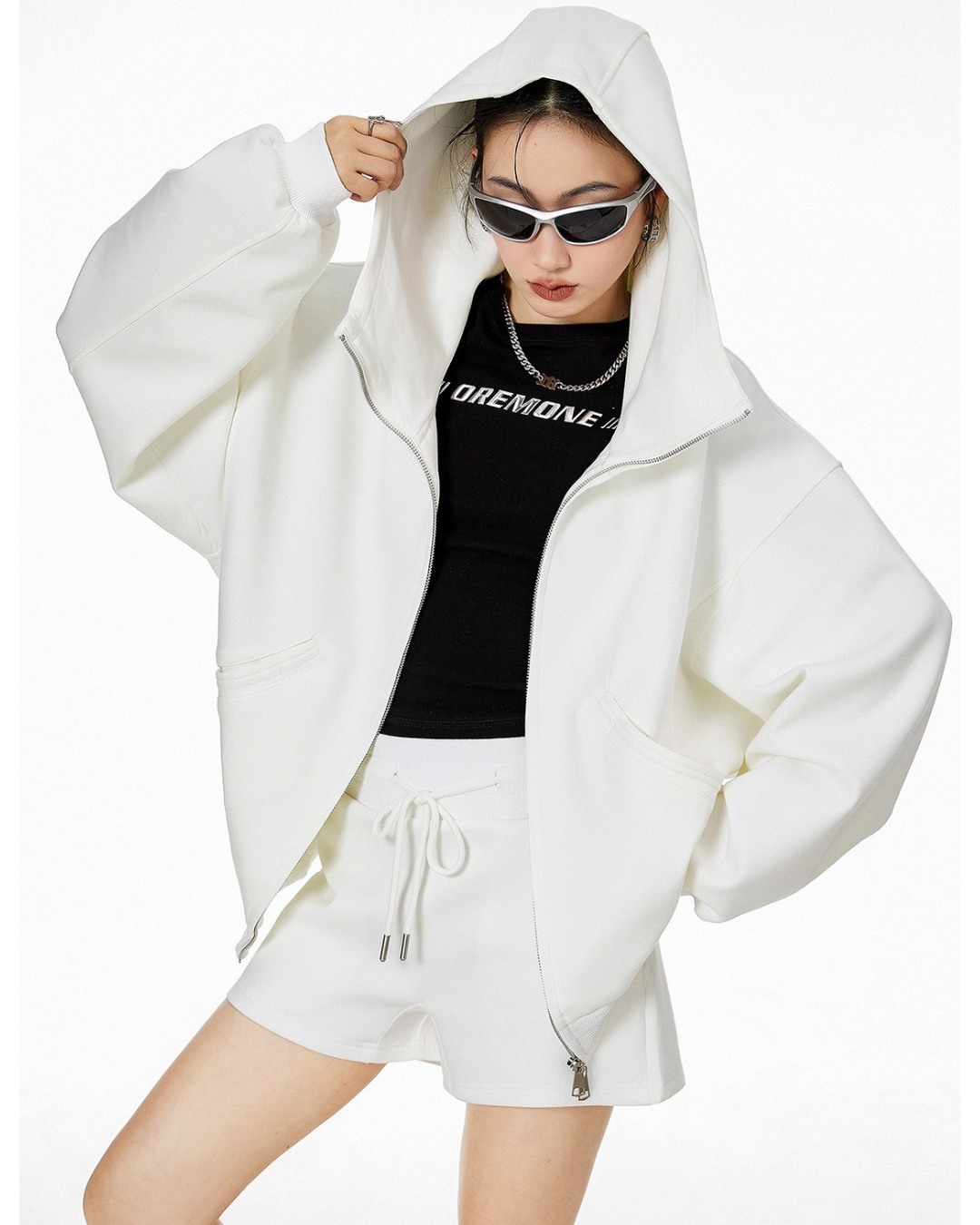 High Neck Essential Zip Hoodie