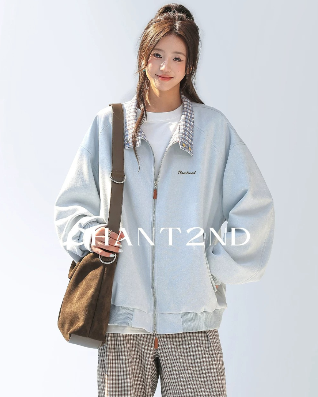 Tone Contrast Collar Track Jacket