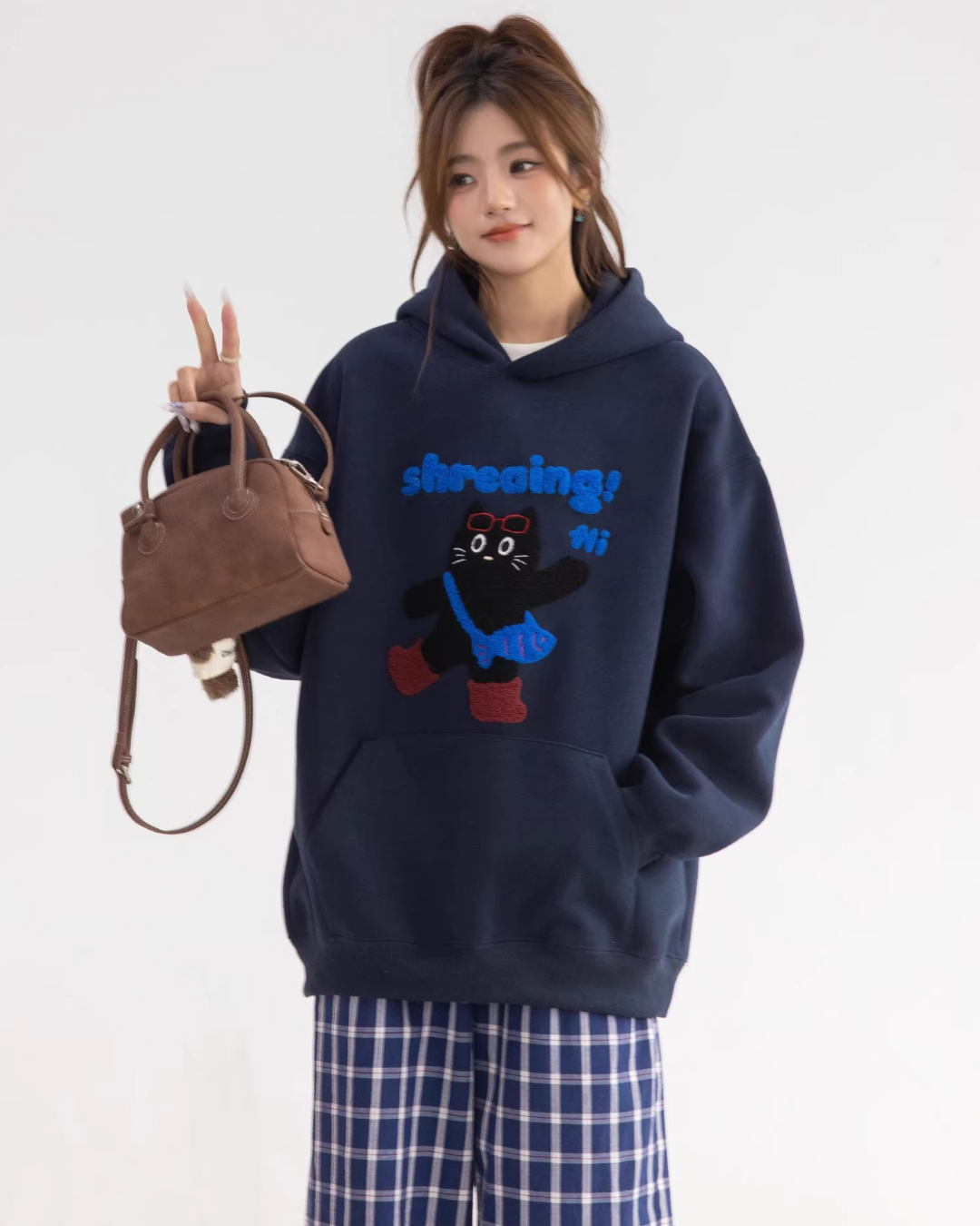 Shreing Cat Graphic Hoodie