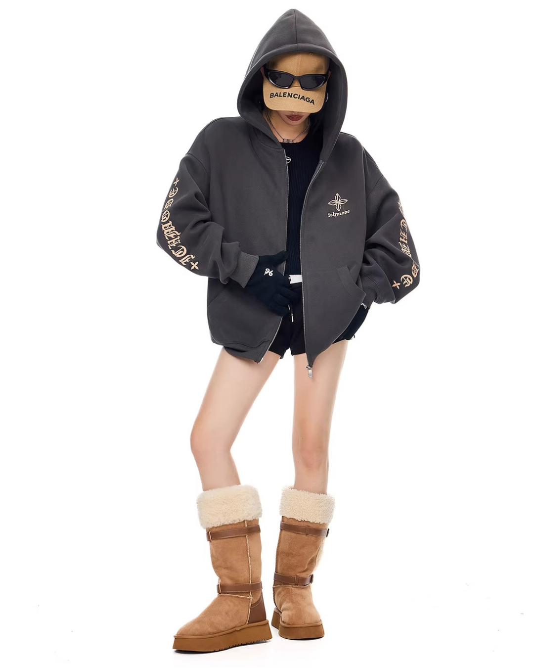 Bold Lettering Zip Hoodie