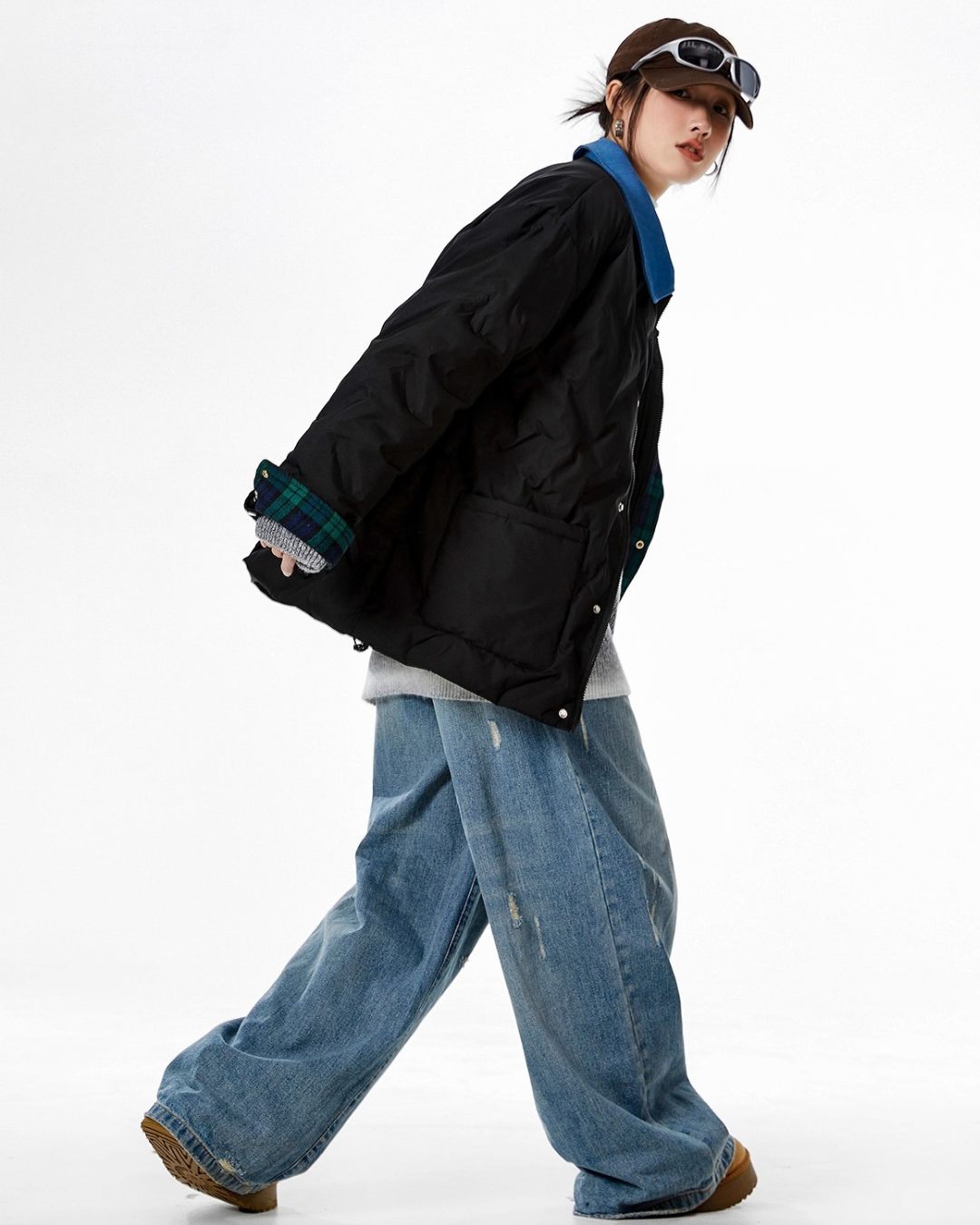 Contrast Collar Padded Jacket