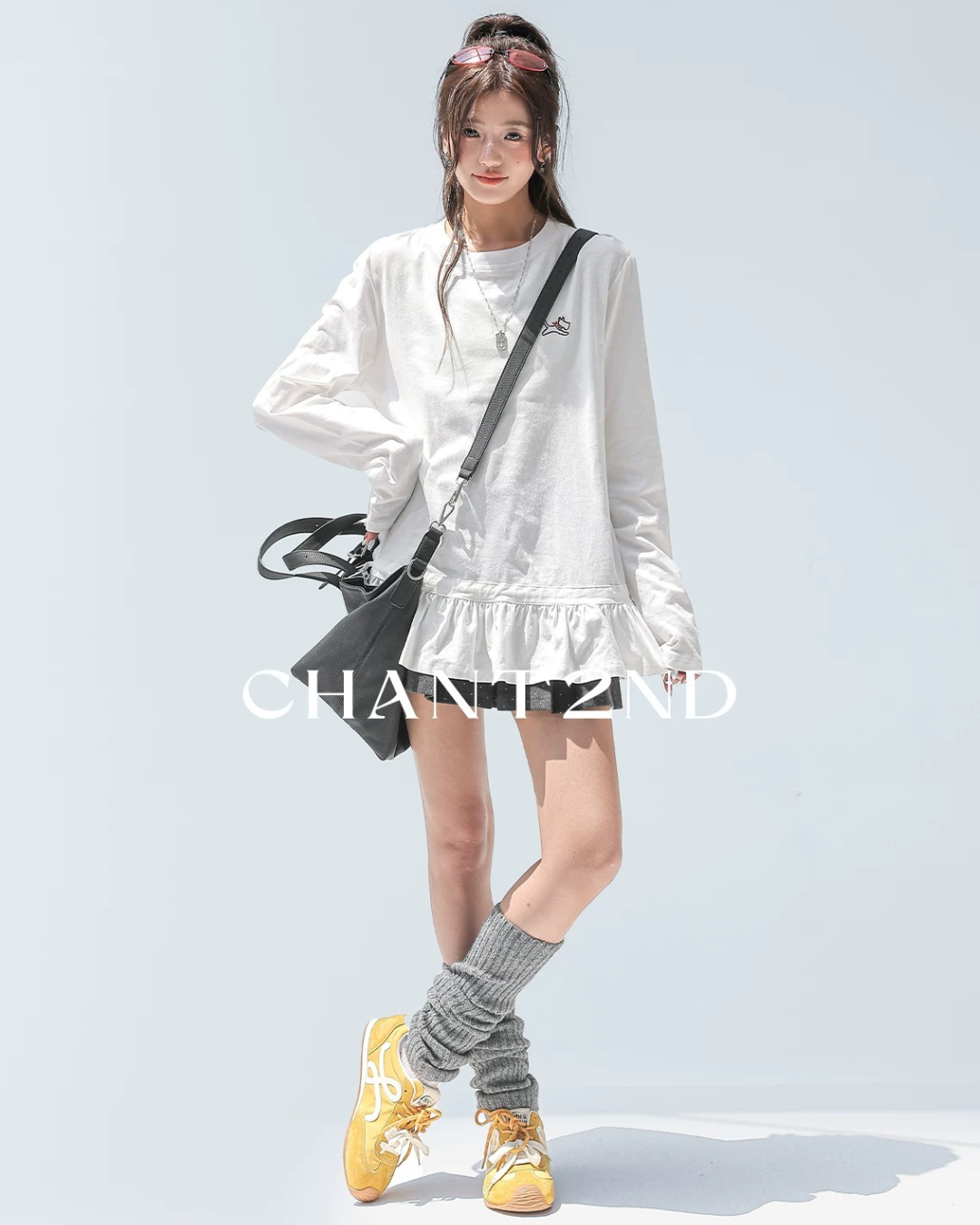 Dog Embroidery Ruffle Tee