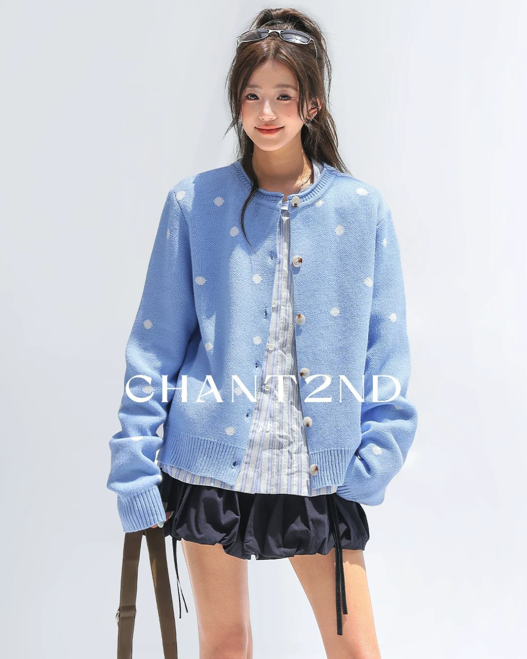 Powder Dot Crew Neck Cardigan
