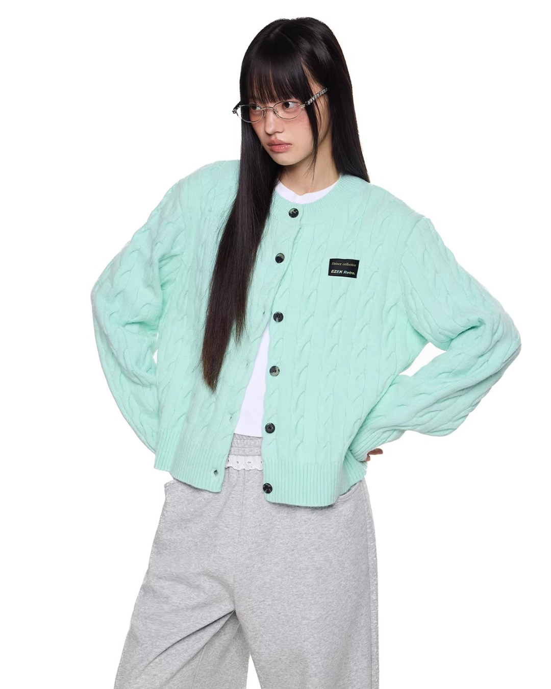 Braided Texture Oversized Knit Cardigan