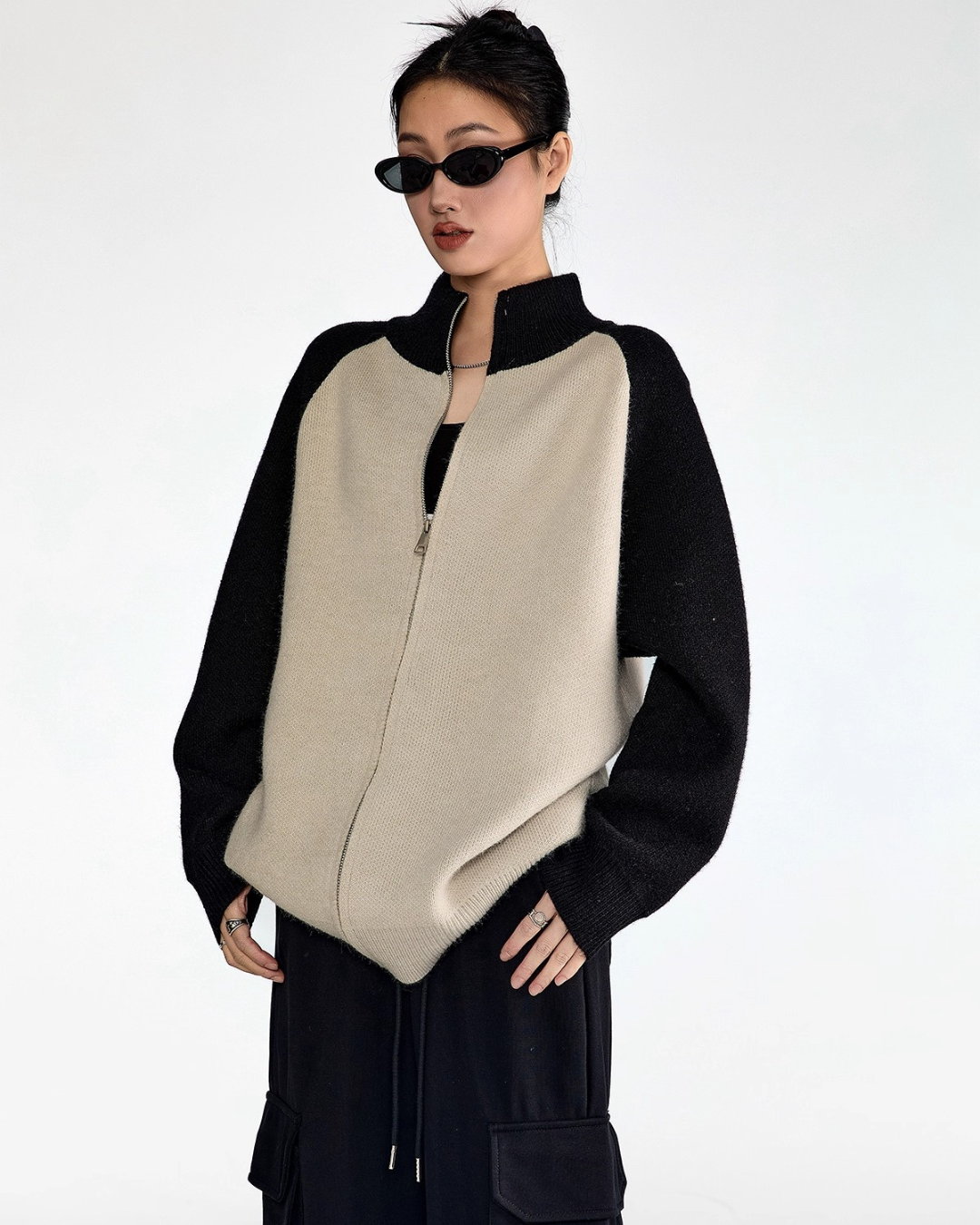 Few Contrast Zip Knit Jacket