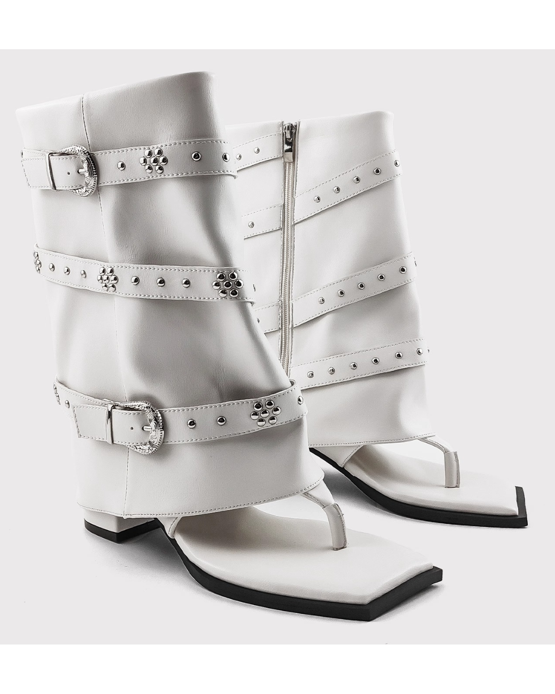 Thong Faux Leather Boots