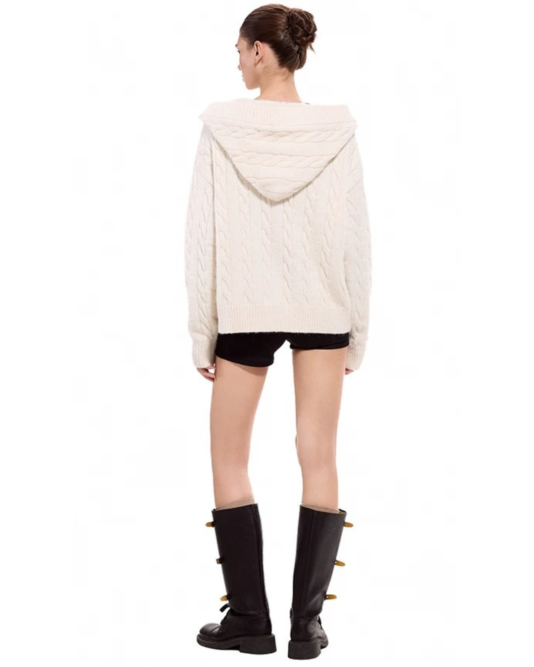 Hooded Cable Cardigan