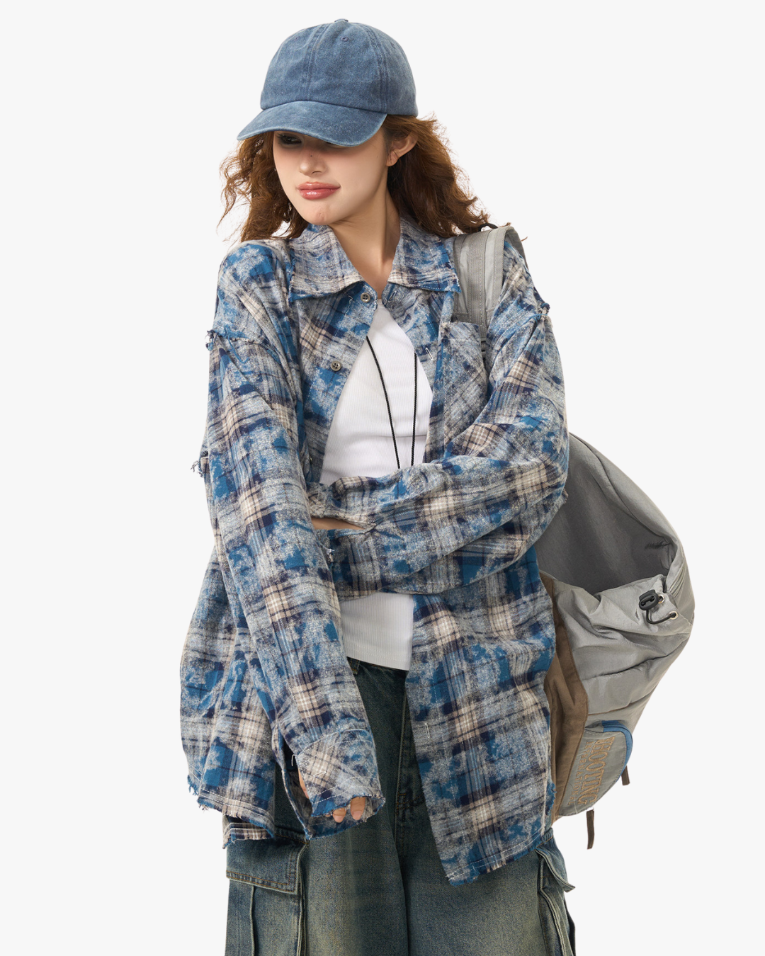 Bleached Plaid Flannel Shirt