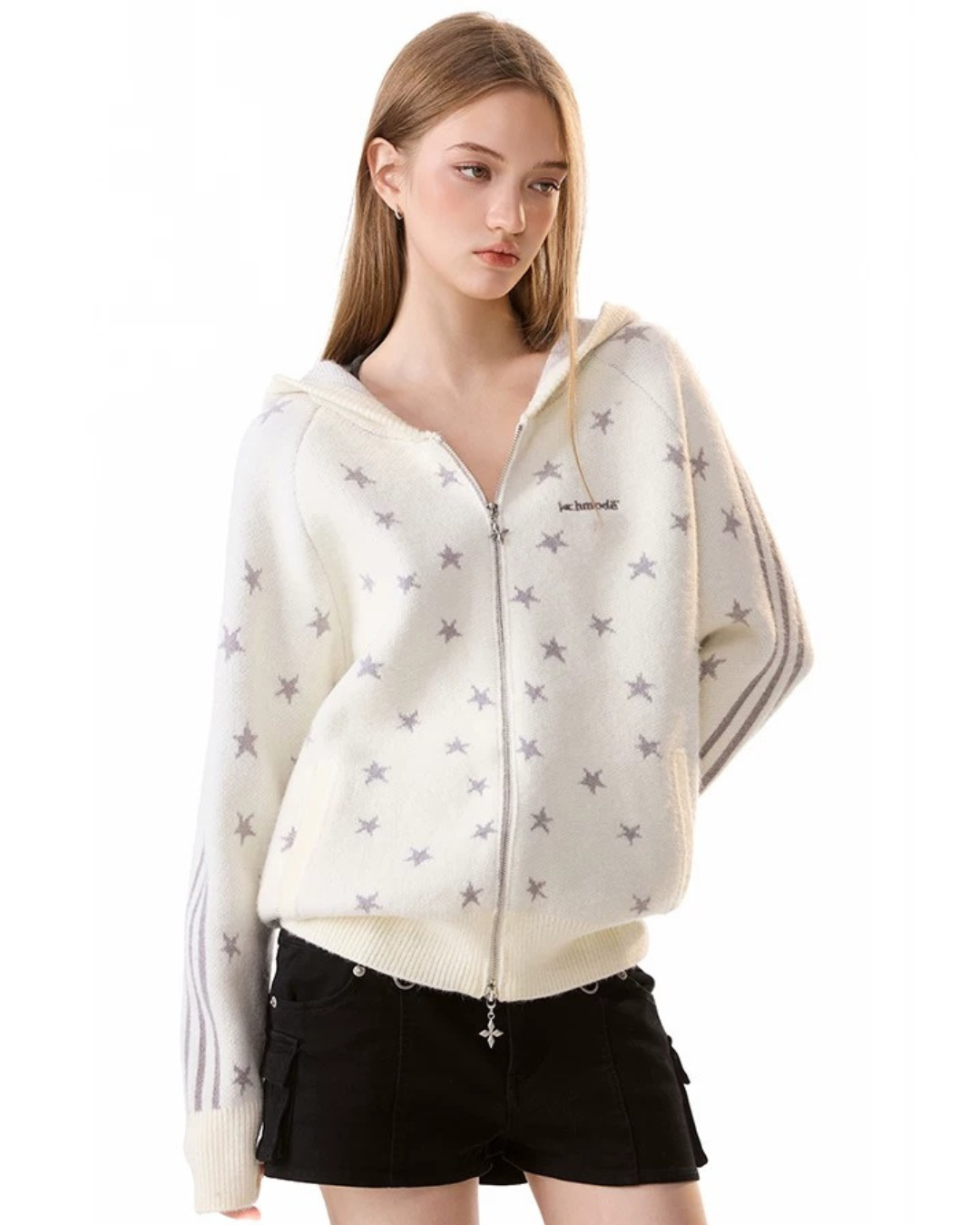 Star Jacquard Zip-Up Hoodie