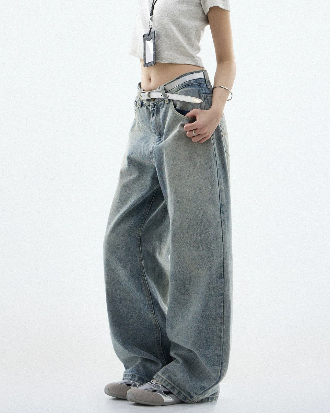 Washed Tone Maxi Wide Jeans