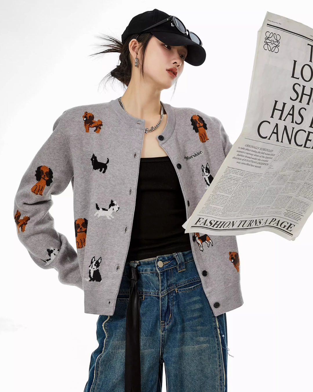 Puppy Graphic Cardigan