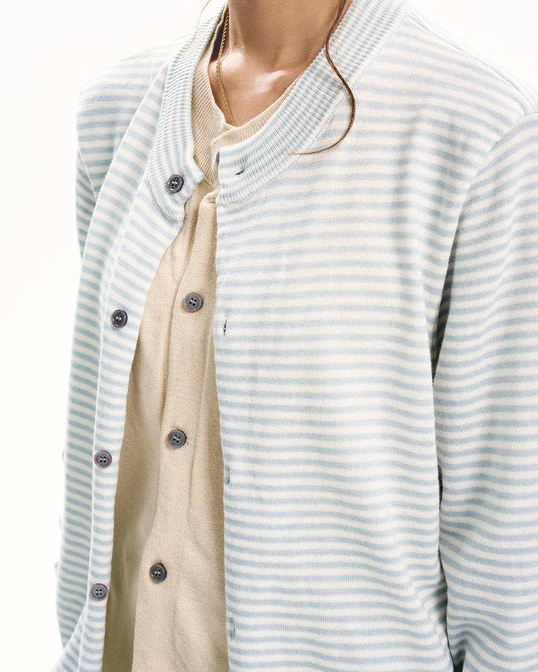 Button-Up Mixed Texture Top