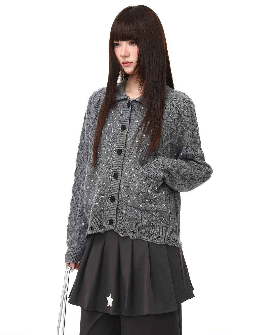 Frayed Cable Cardigan