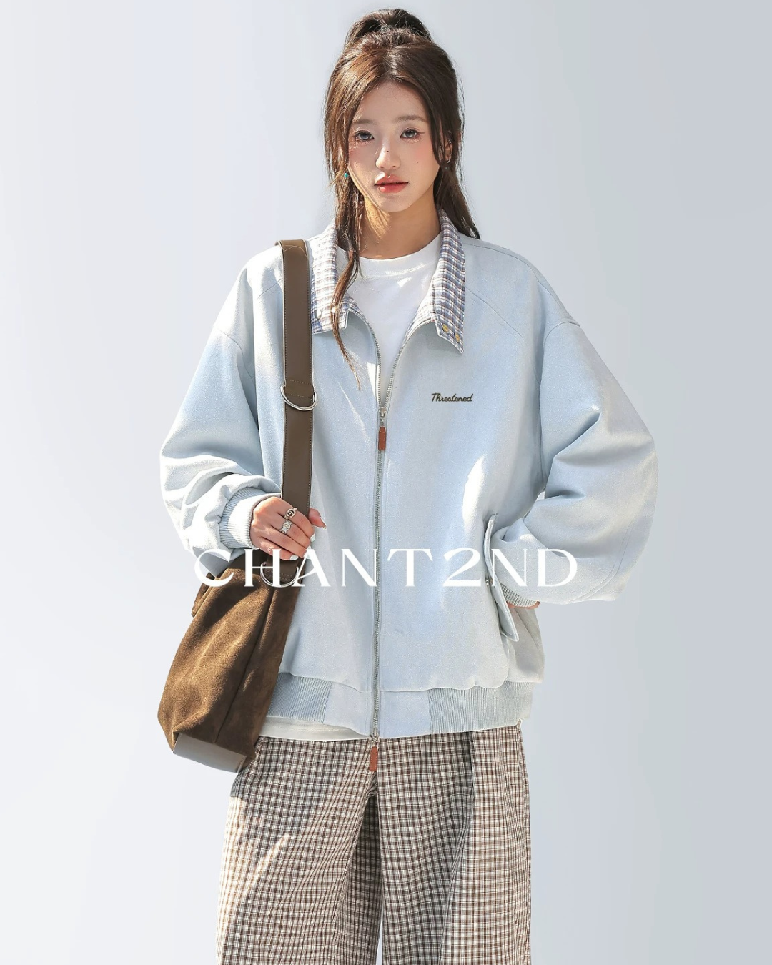 Tone Contrast Collar Track Jacket