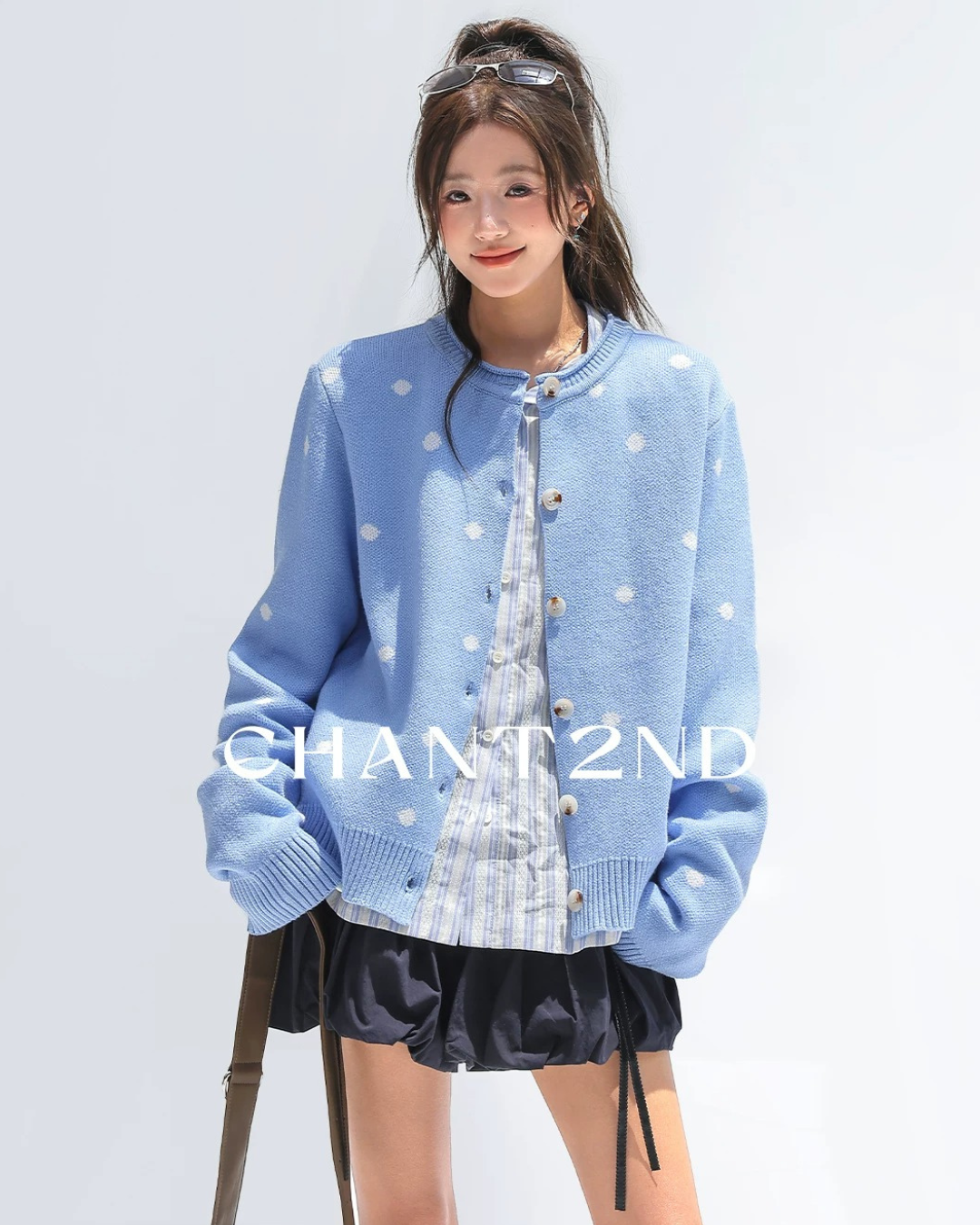 Powder Dot Crew Neck Cardigan