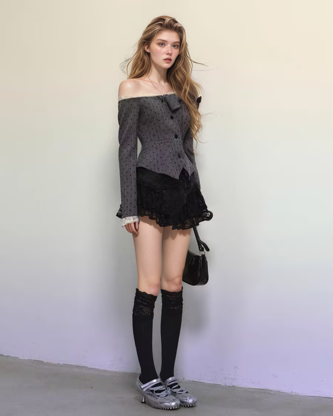 Off-shoulder Lace Jacket Top