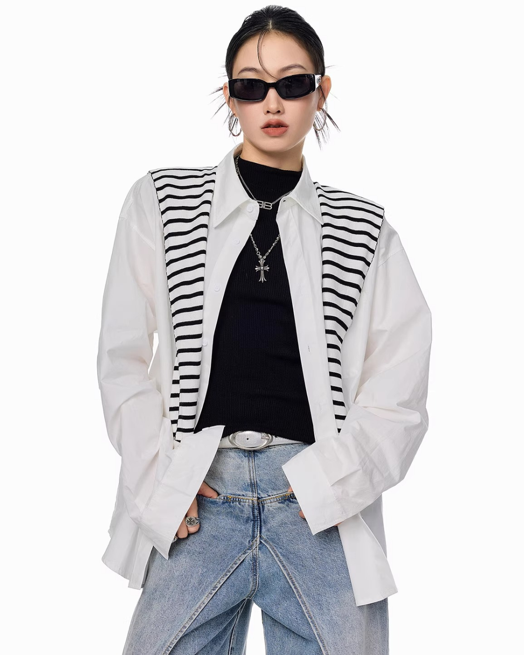 Scarf Set Oversized Shirt